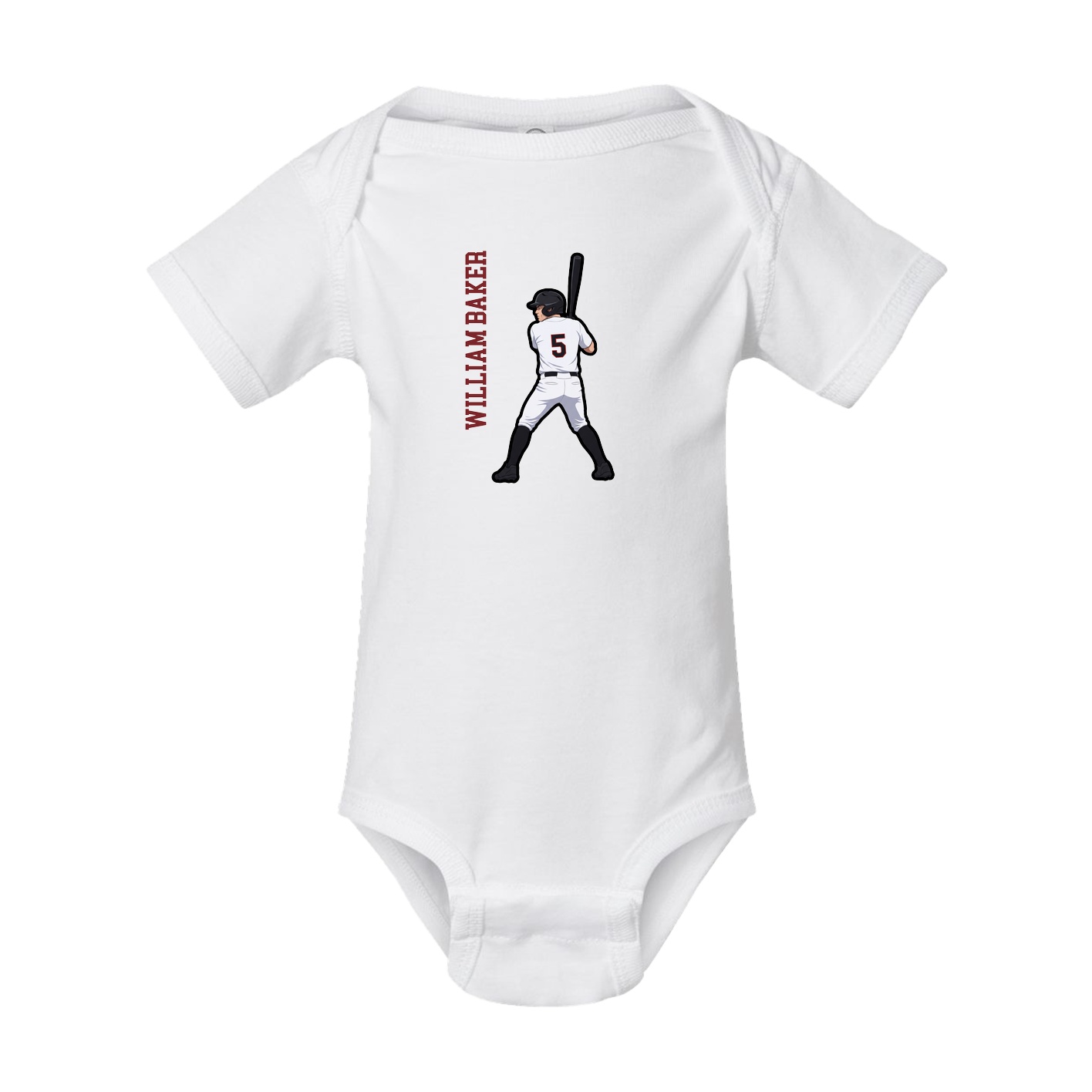 Baby Onesie — Name Vertical in White