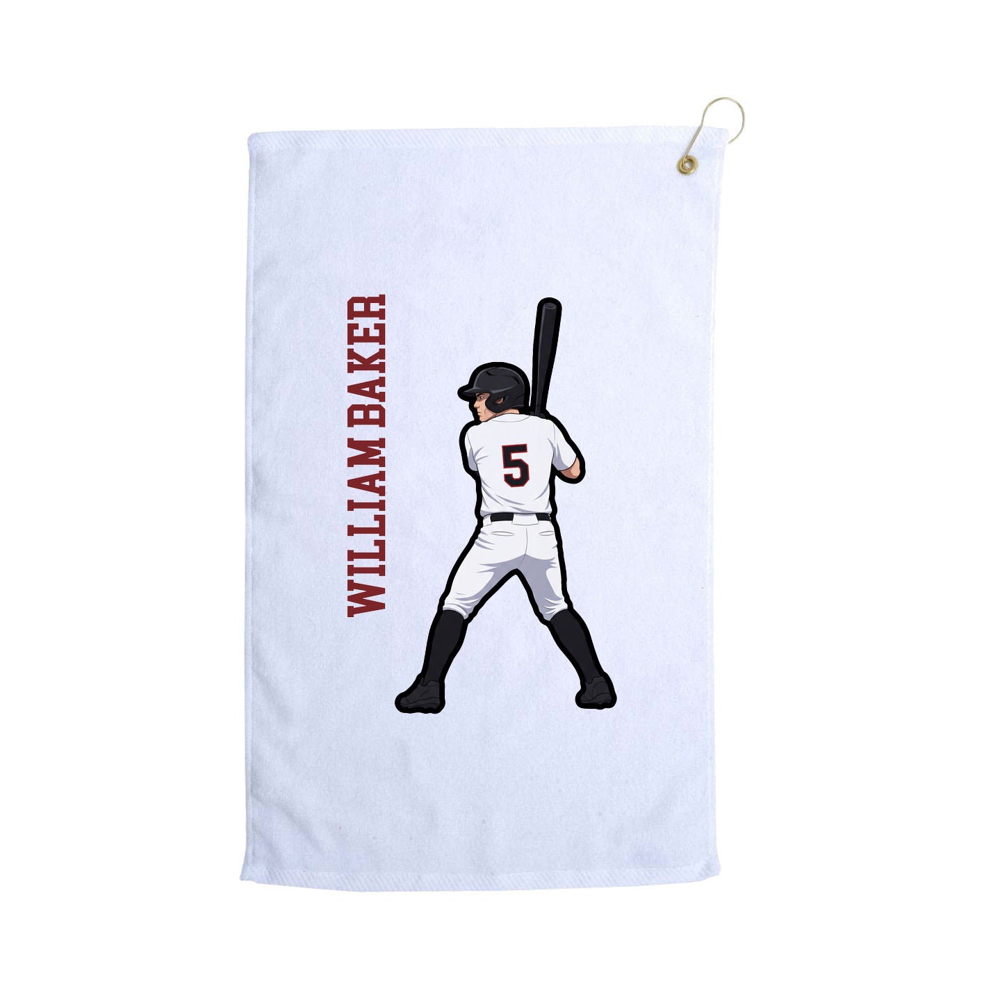 Golf Towel — Name Vertical in White