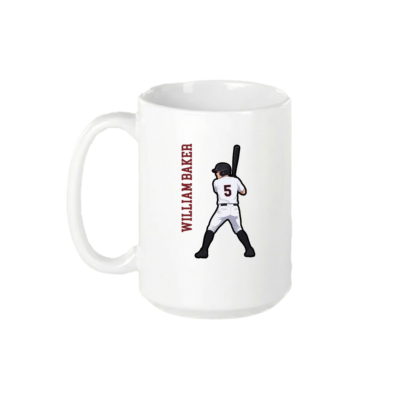15oz Coffee Mug — Name Vertical in White
