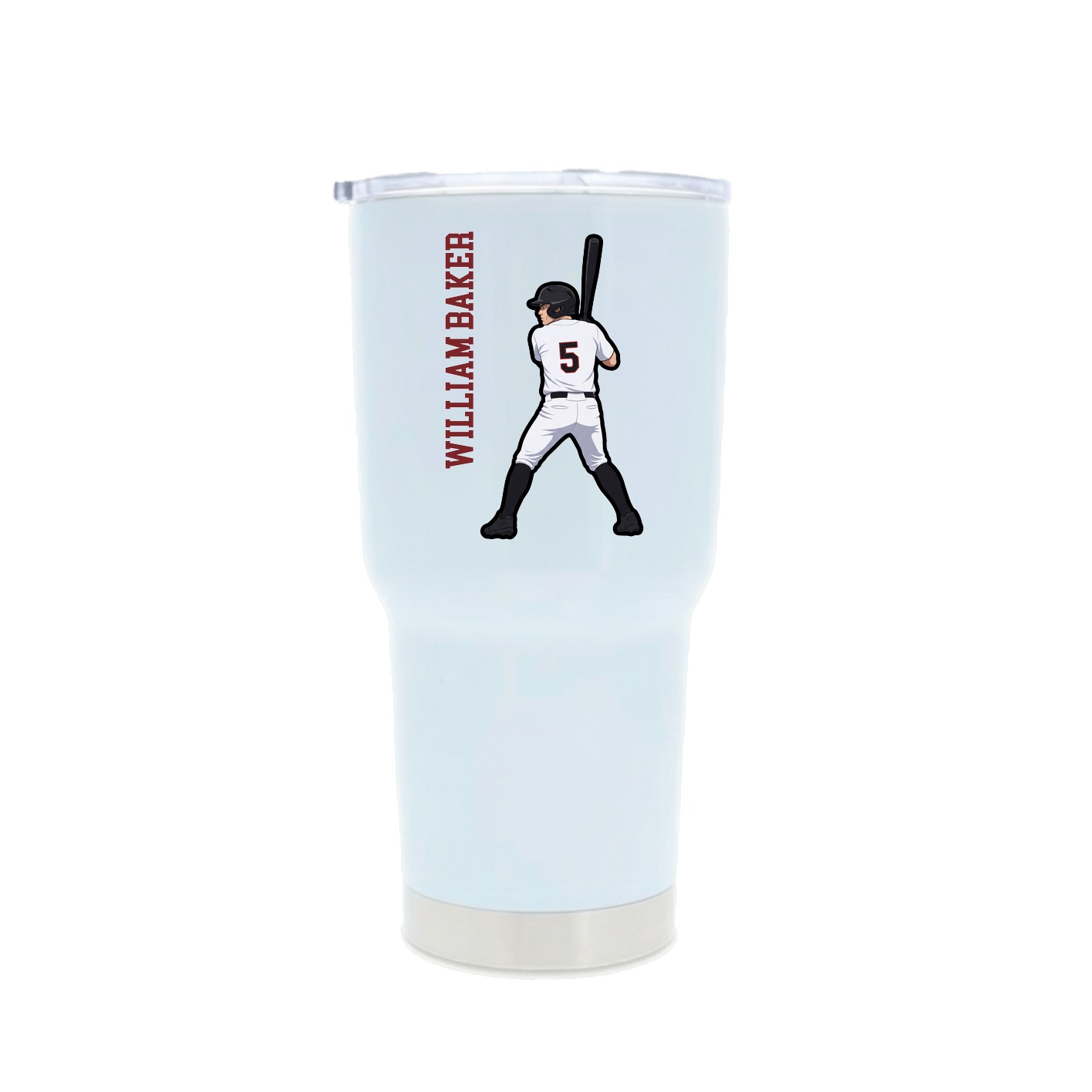 30oz Stainless Steel Tumbler — Name Vertical in White