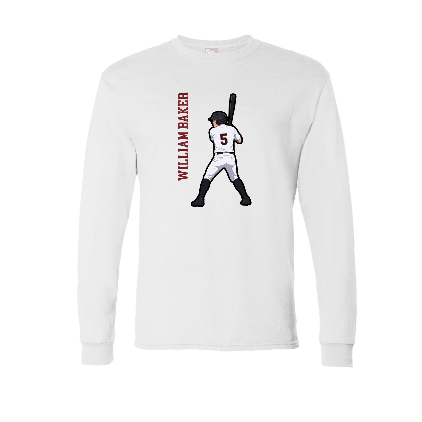Long Sleeve Tee — Name Vertical in White