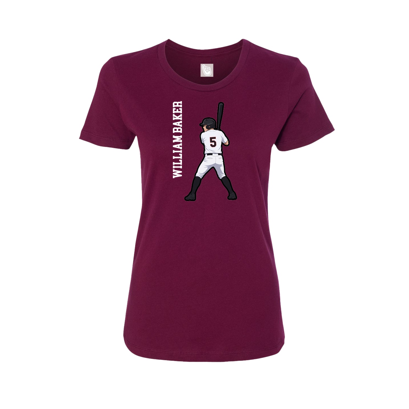 Fitted Women's Tee — Name Vertical in Maroon