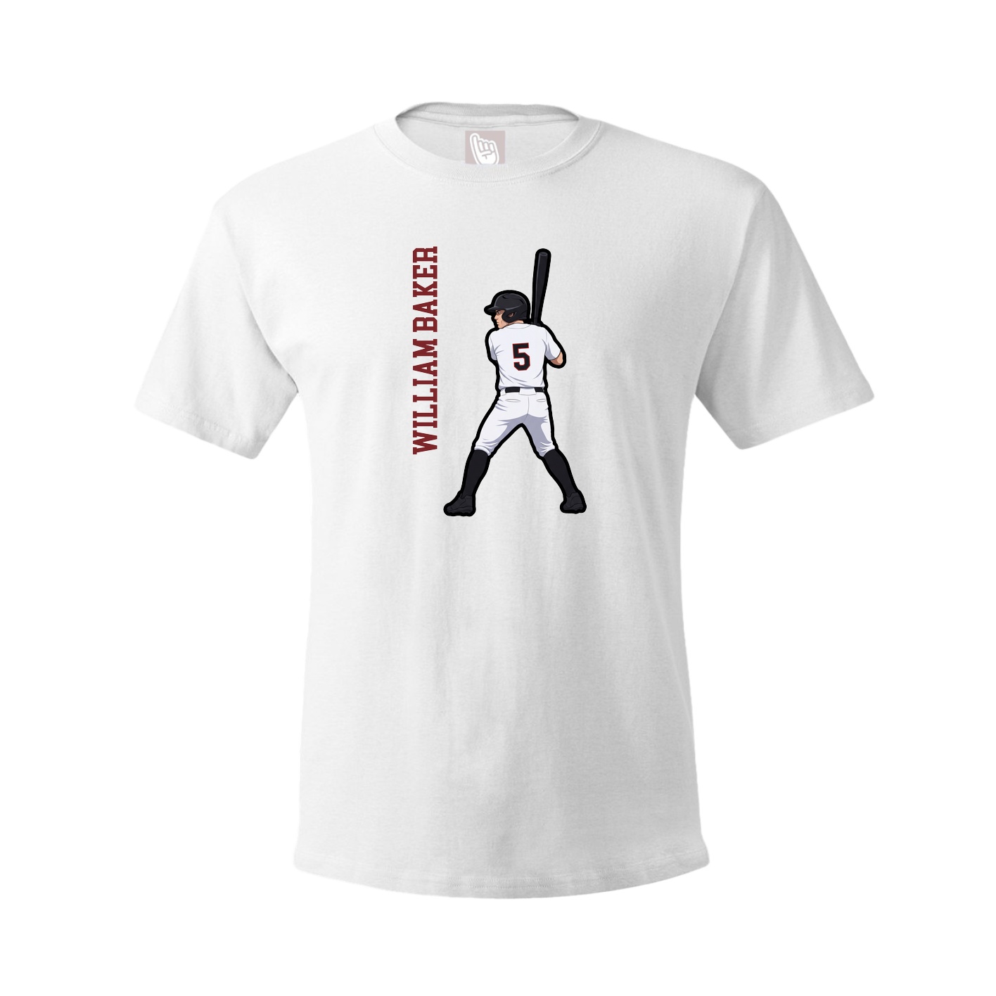 Youth Tee — Name Vertical in White