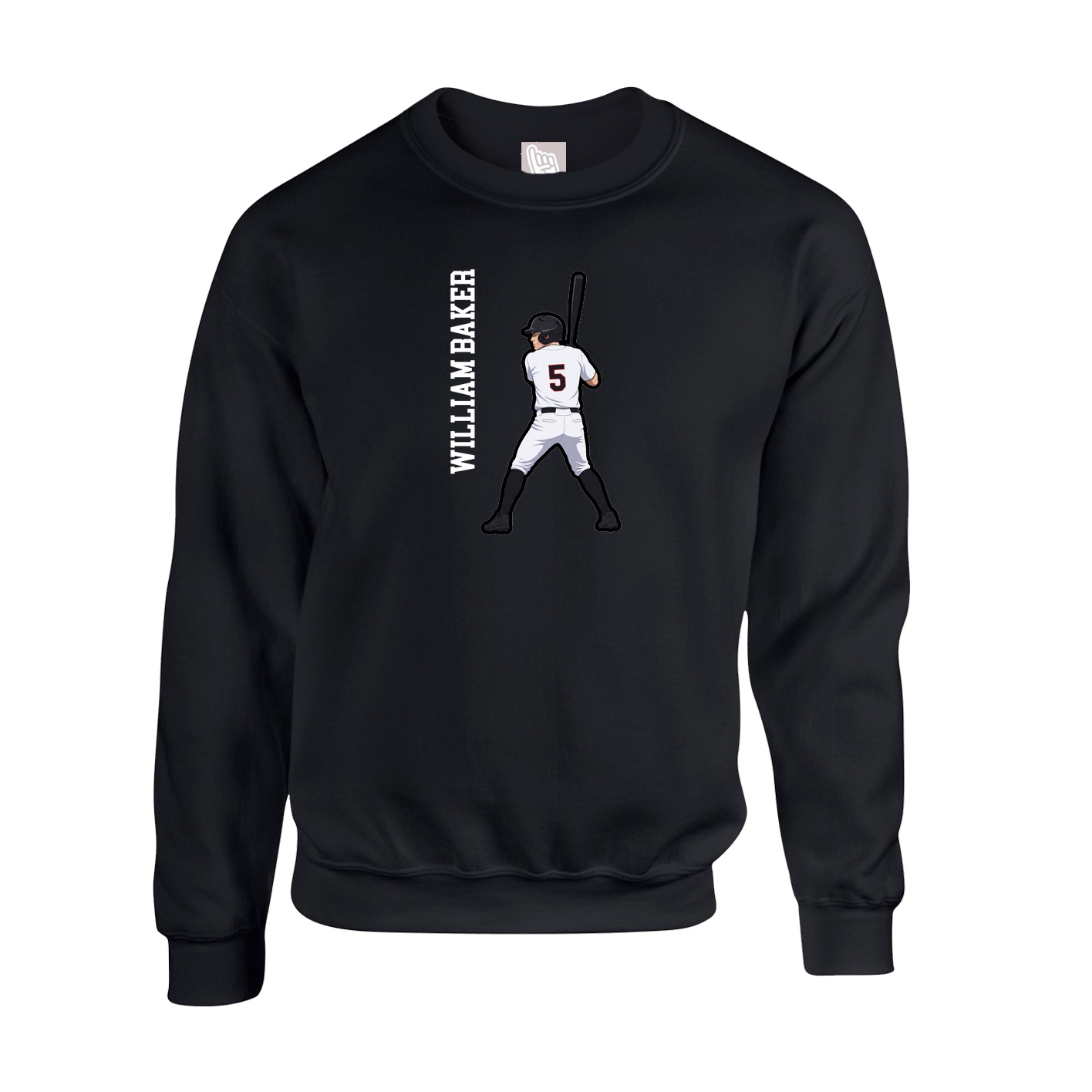 Fleece Crew — Name Vertical in Black