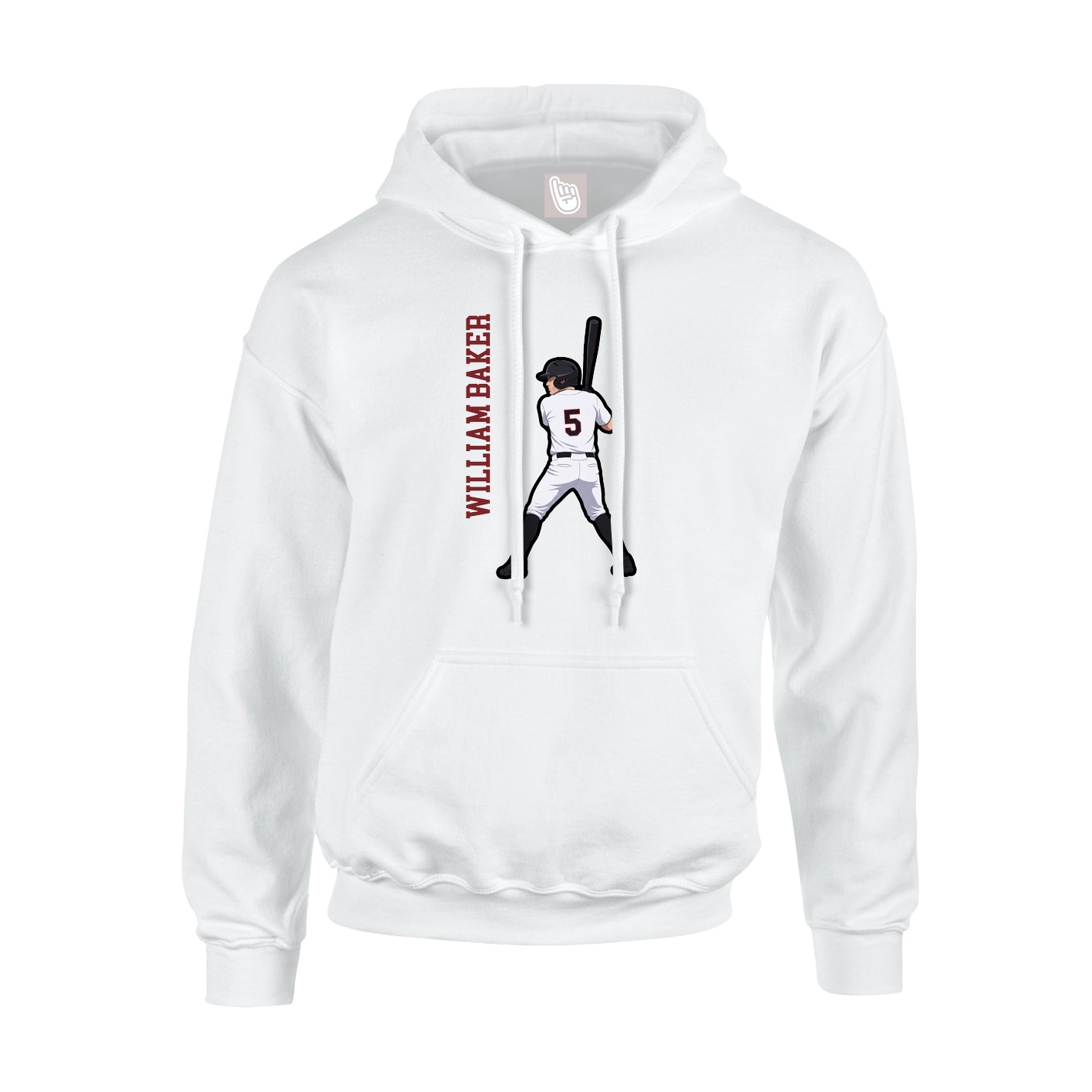Youth Hoodie — Name Vertical in White