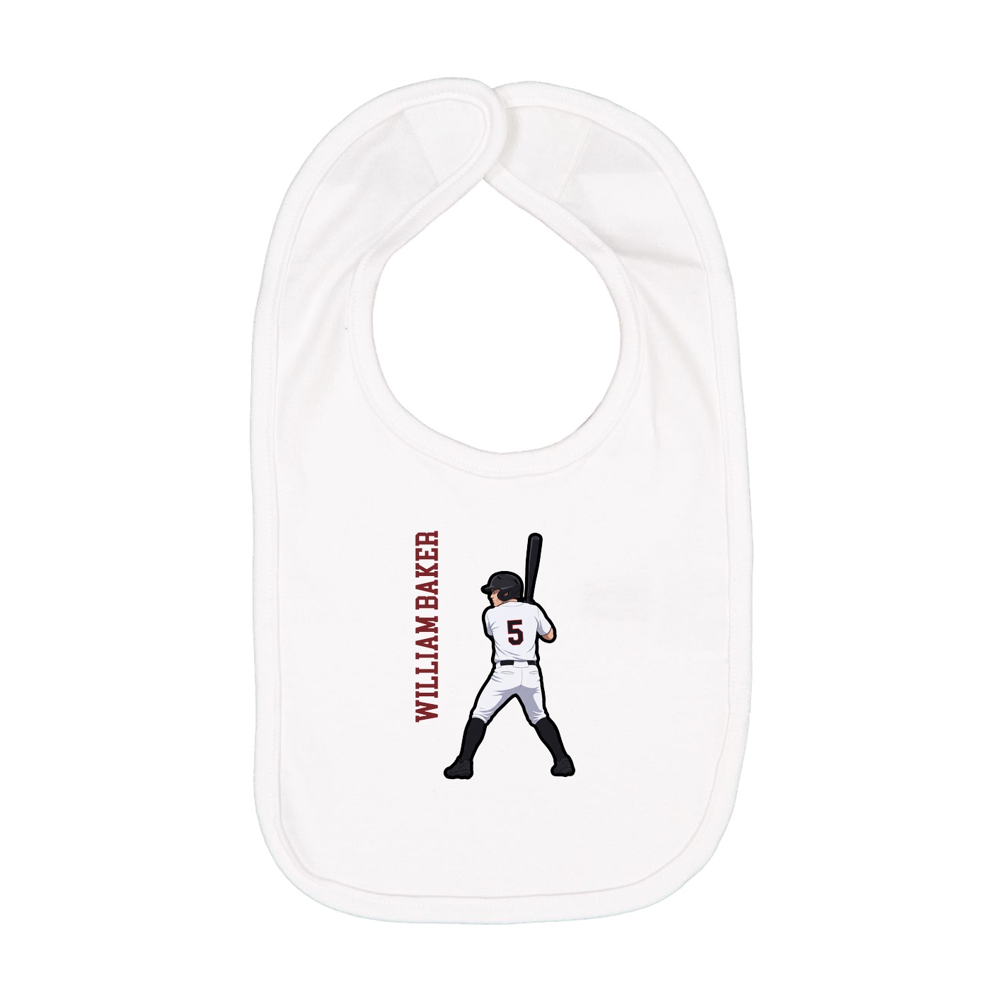 Infant Bib — Name Vertical in White