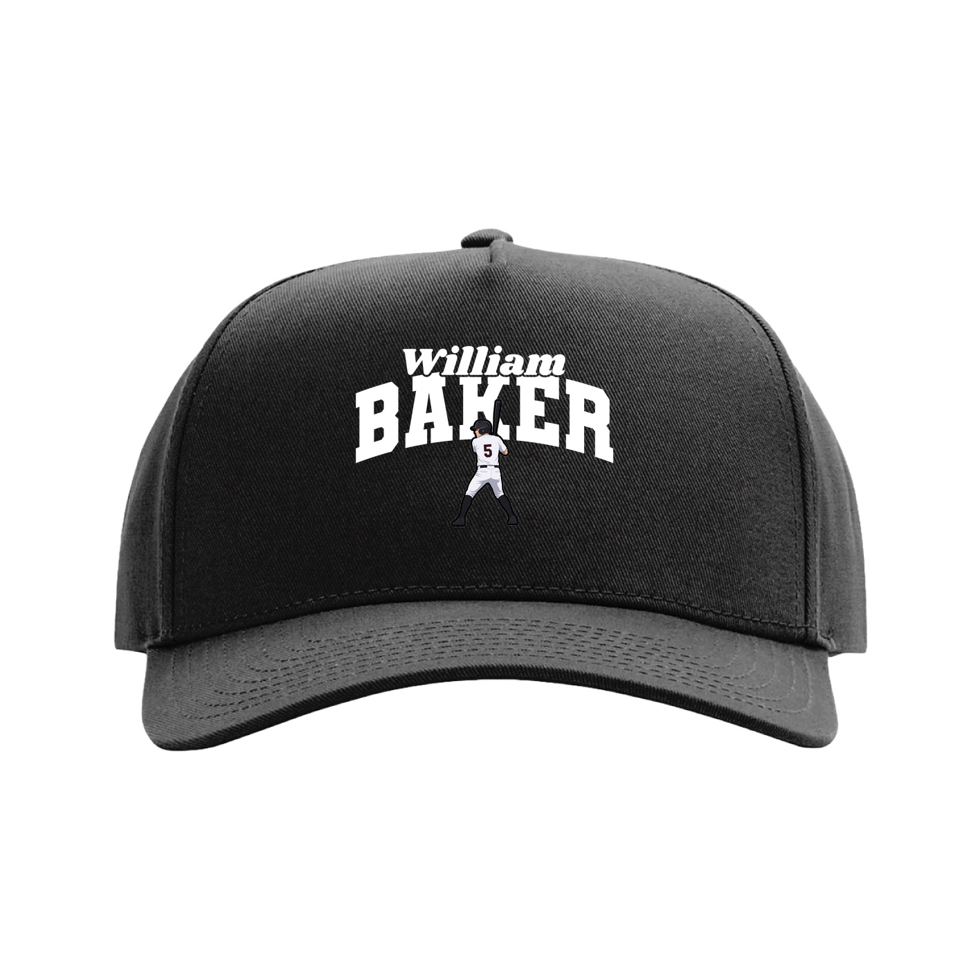 Full Fabric Five-Panel Champ Cap — Signature Arch in Black