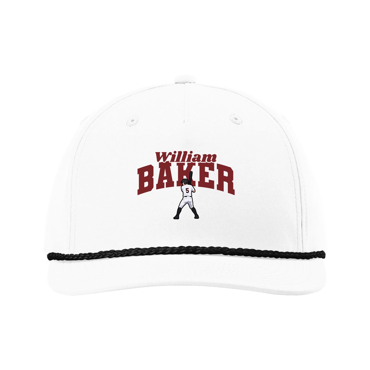 Five-Panel Classic Rope Cap — Signature Arch in White