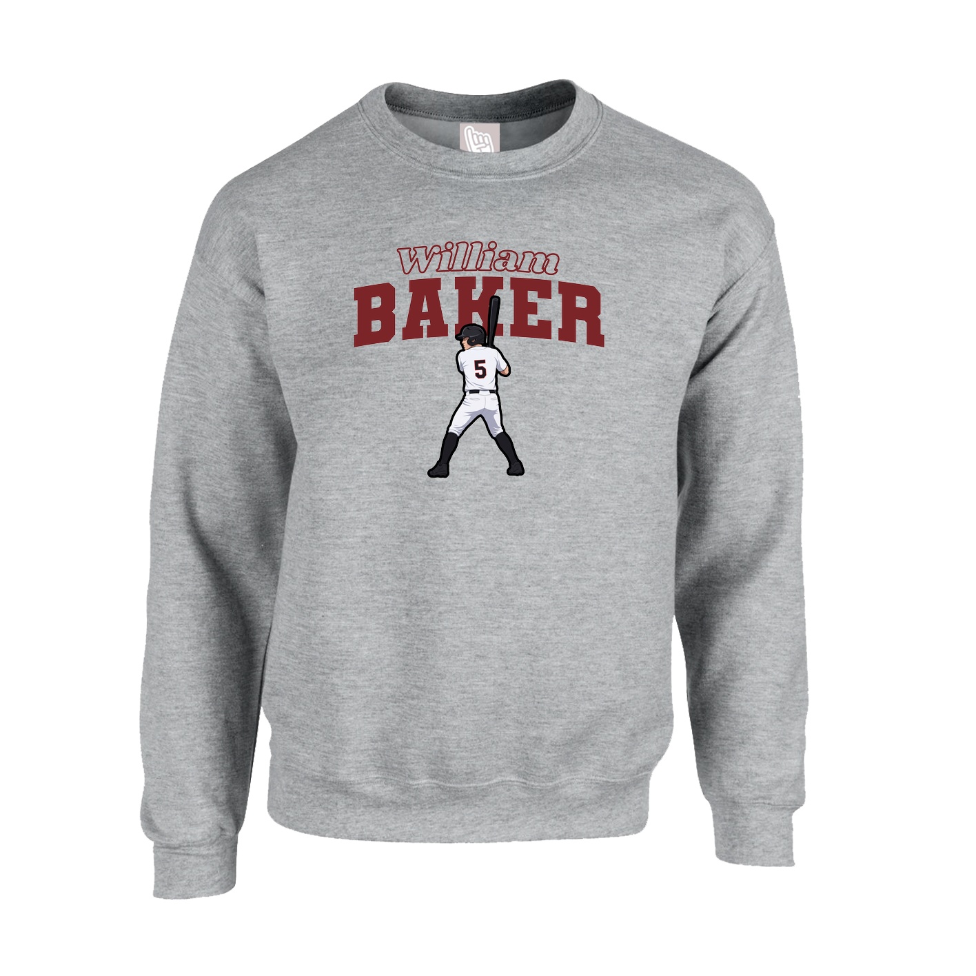 Fleece Crew — Name Arch in Grey