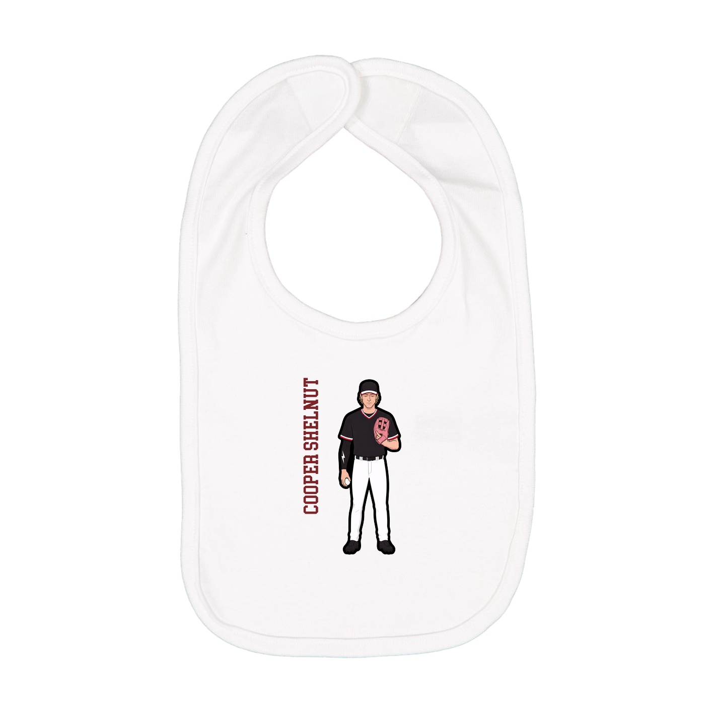Infant Bib — Name Vertical in White