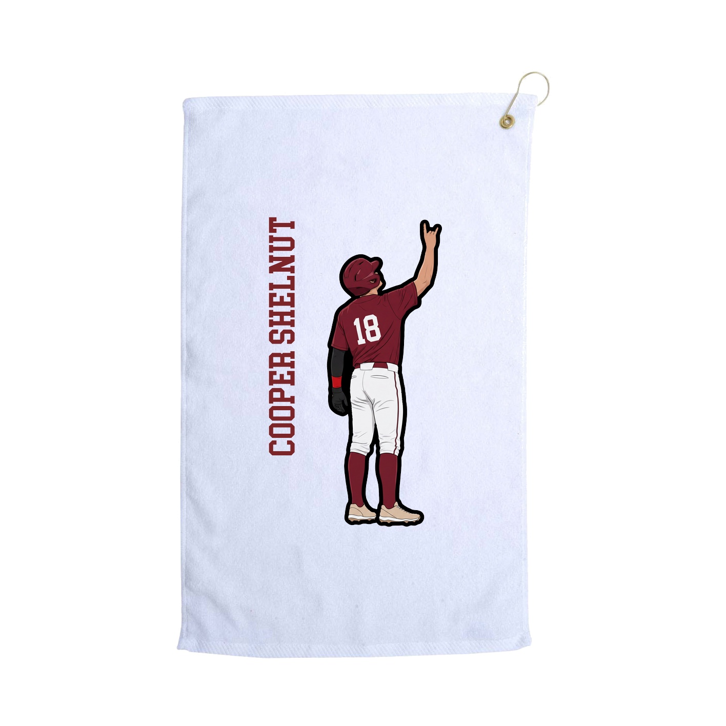 Golf Towel — Name Vertical in White