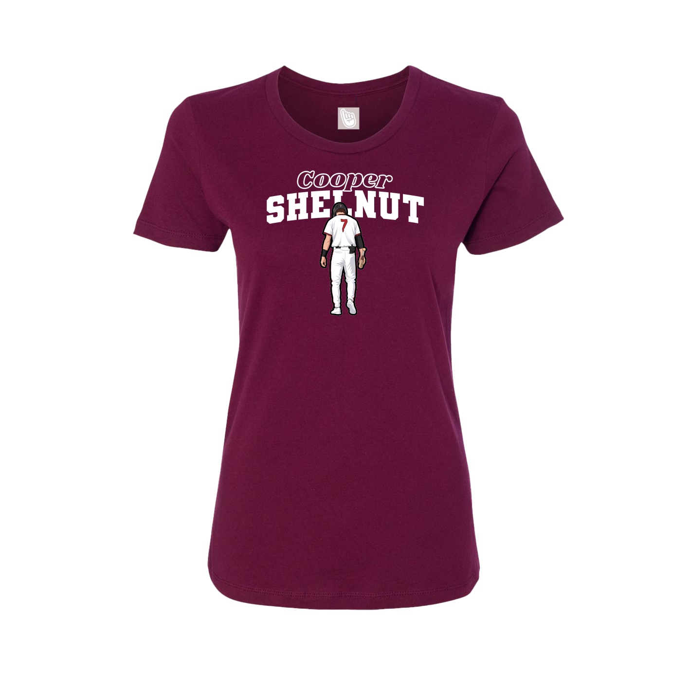 Fitted Women's Tee — Name Arch in Maroon