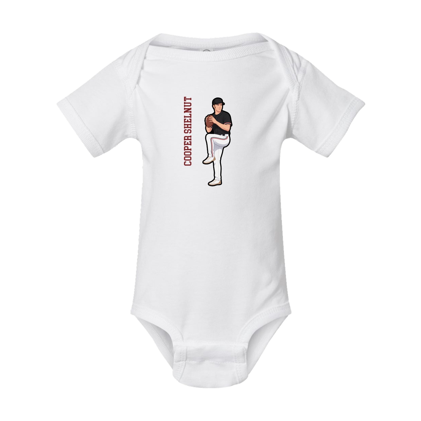 Baby Onesie — Name Vertical in White