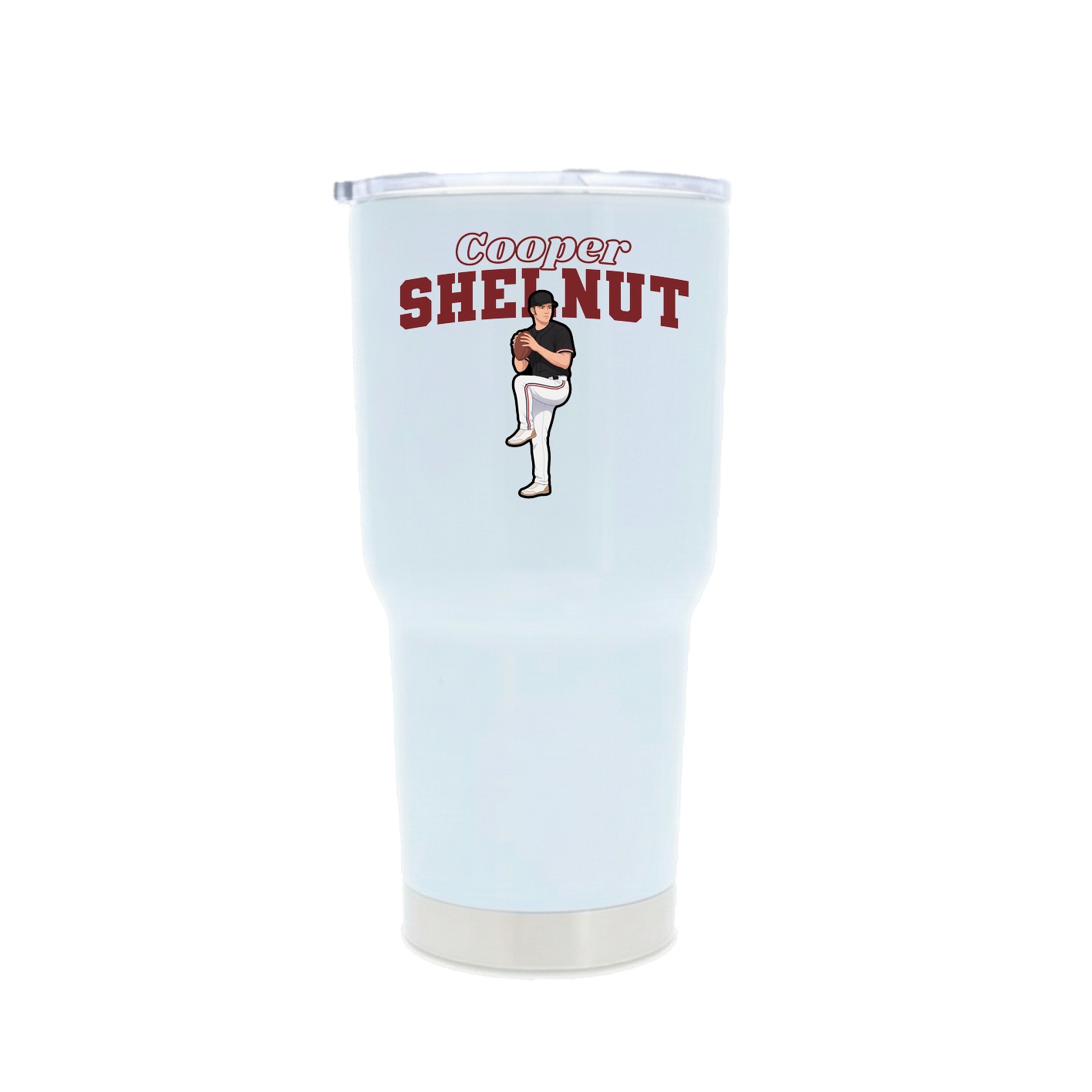 30oz Stainless Steel Tumbler — Name Arch in White