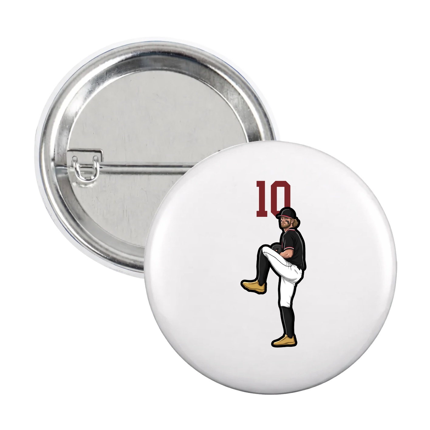 Game Day Button — Number Top in White