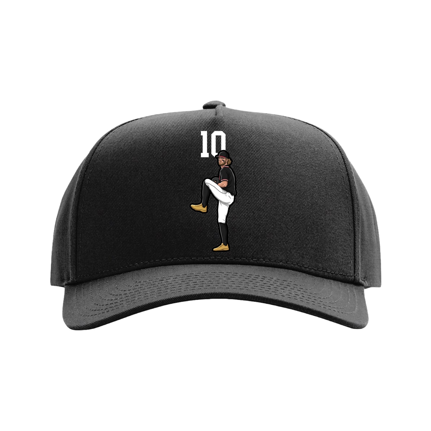 Full Fabric Five-Panel Champ Cap — Number Top in Black