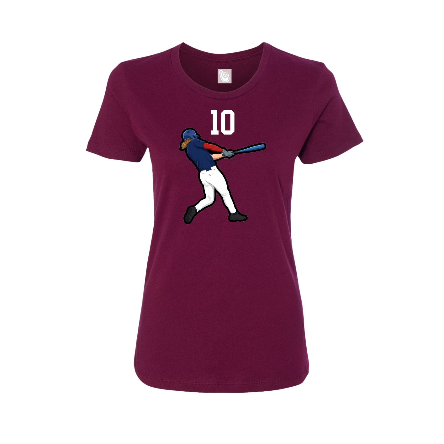 Fitted Women's Tee — Number Top in Maroon