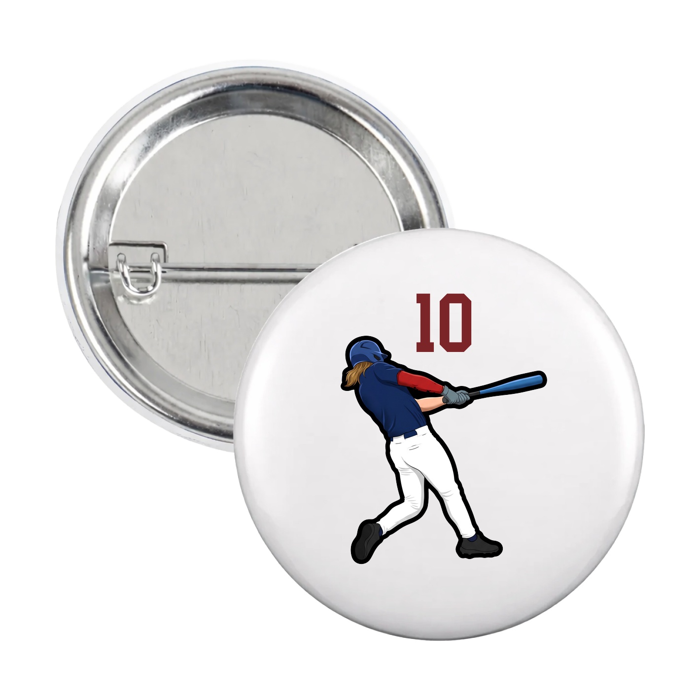 Game Day Button — Number Top in White