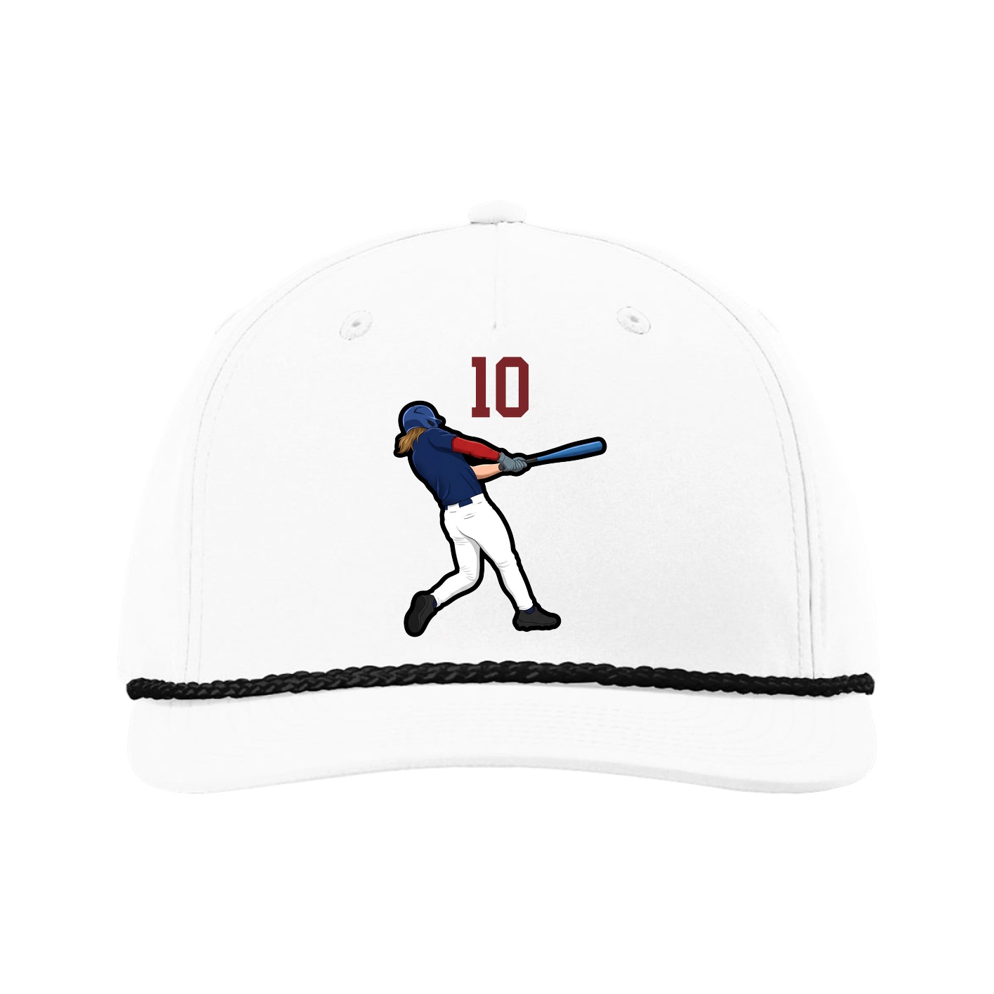 Five-Panel Classic Rope Cap — Number Top in White