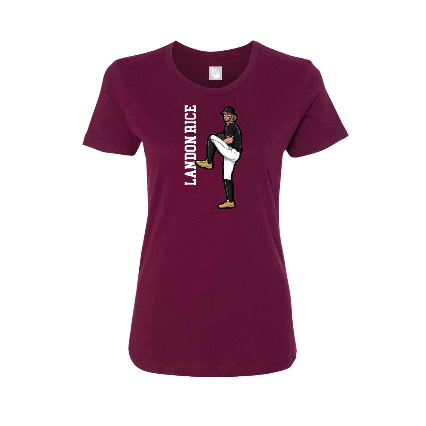Fitted Women's Tee — Name Vertical in Maroon