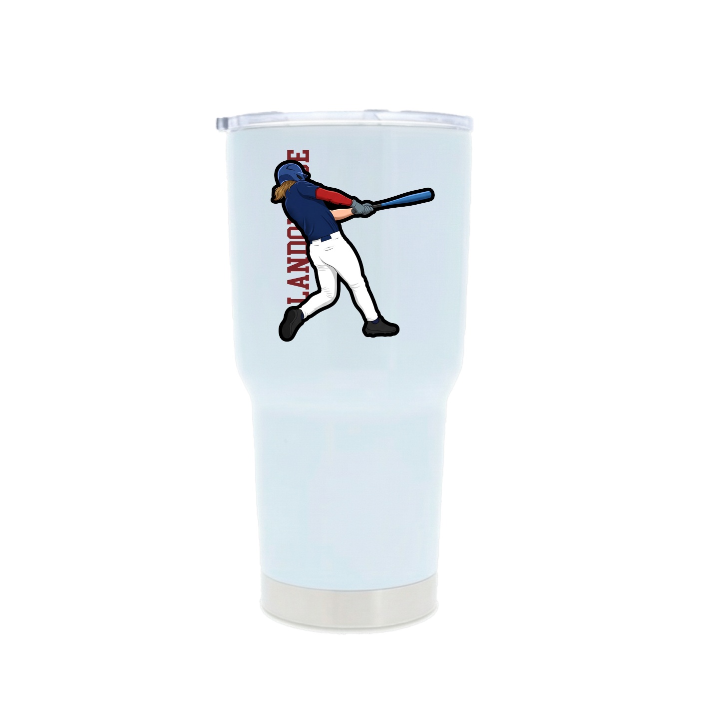 30oz Stainless Steel Tumbler — Name Vertical in White