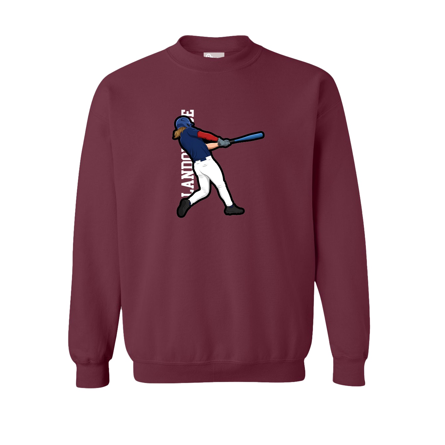 Fleece Crew — Name Vertical in Maroon