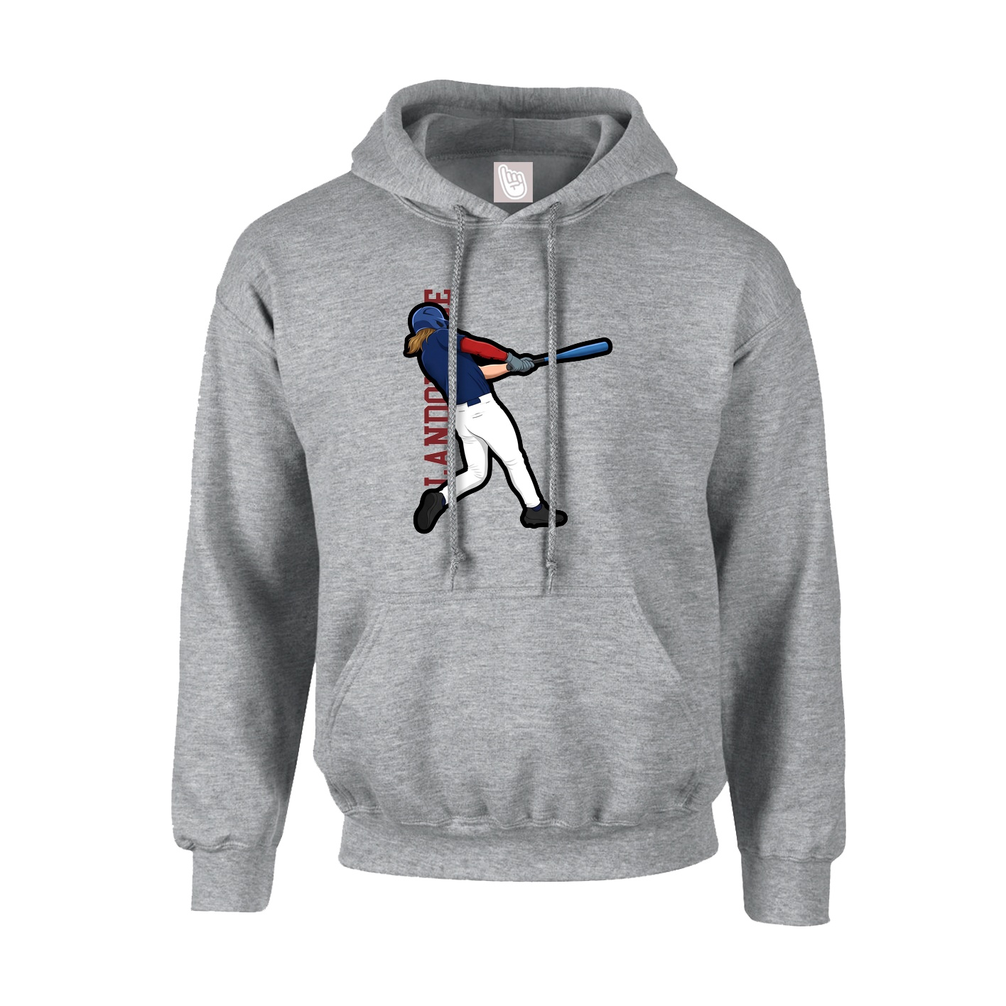 Youth Hoodie — Name Vertical in Grey