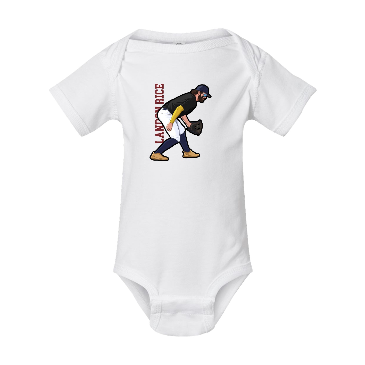 Baby Onesie — Name Vertical in White