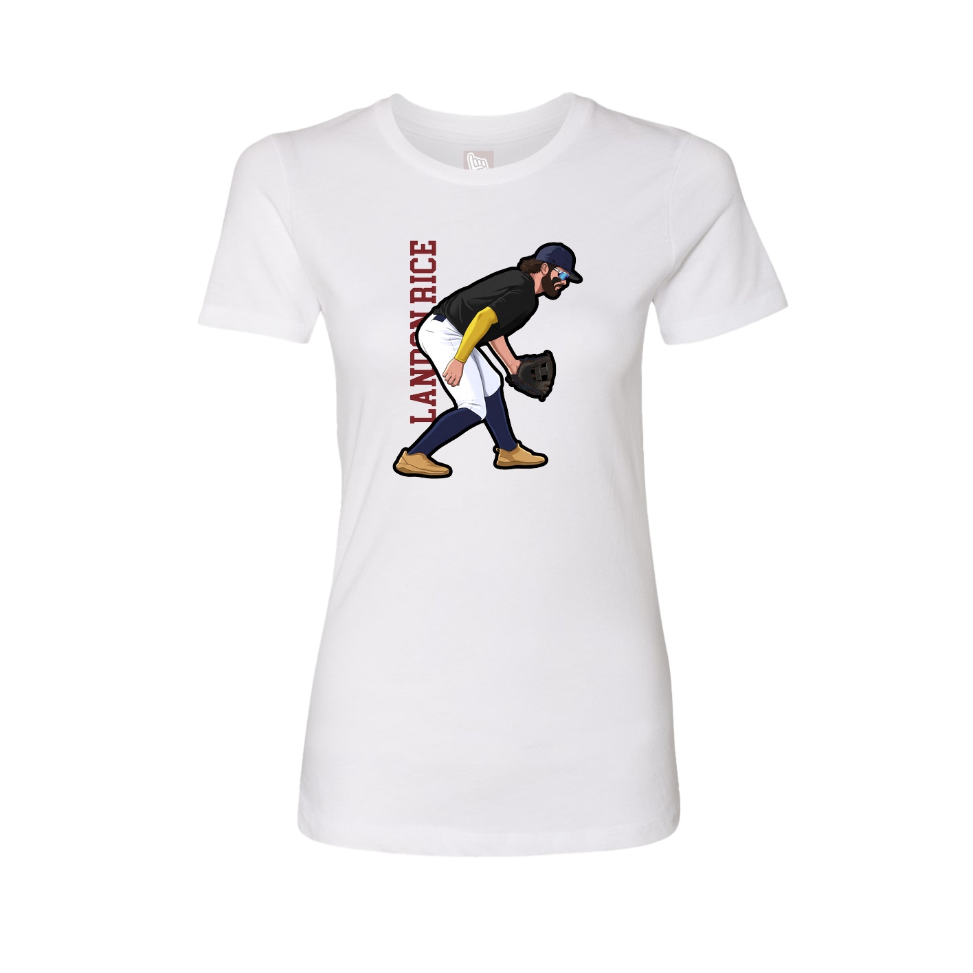 Fitted Women's Tee — Name Vertical in White