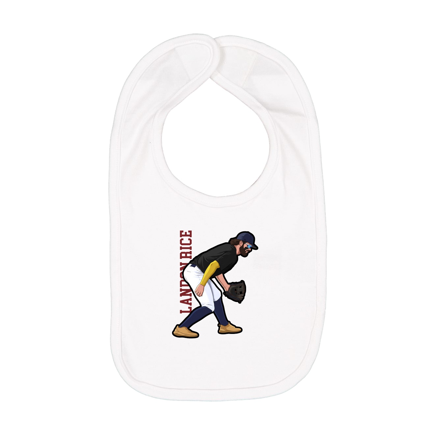 Infant Bib — Name Vertical in White