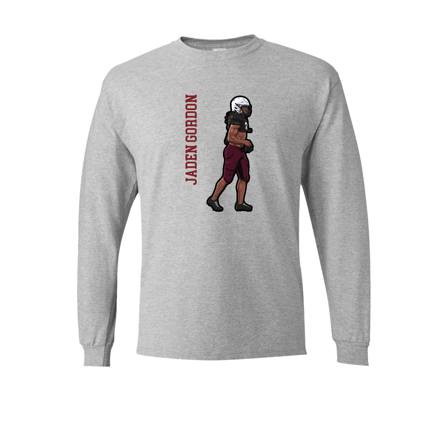 Long Sleeve Tee — Name Vertical in Grey