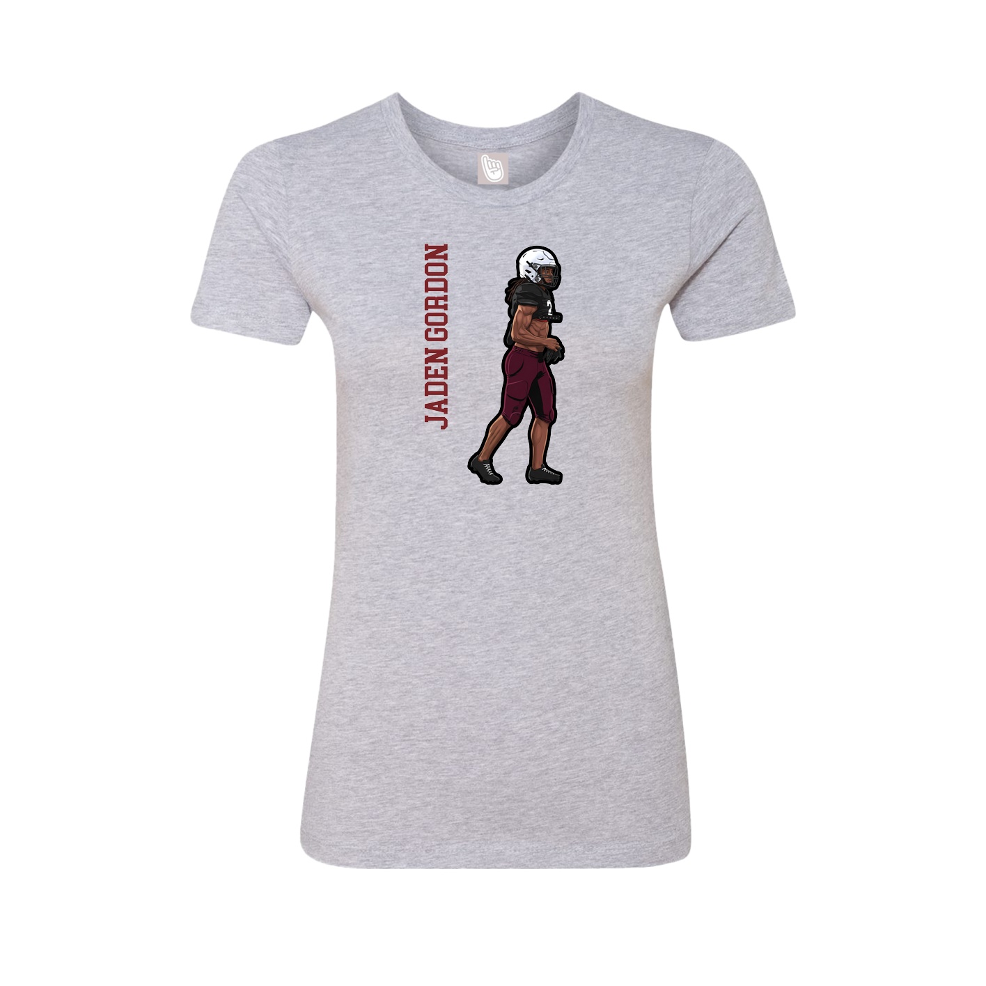 Fitted Women's Tee — Name Vertical in Grey