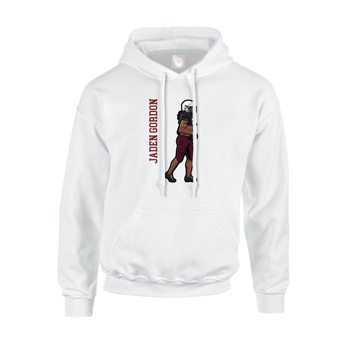 Youth Hoodie — Name Vertical in White