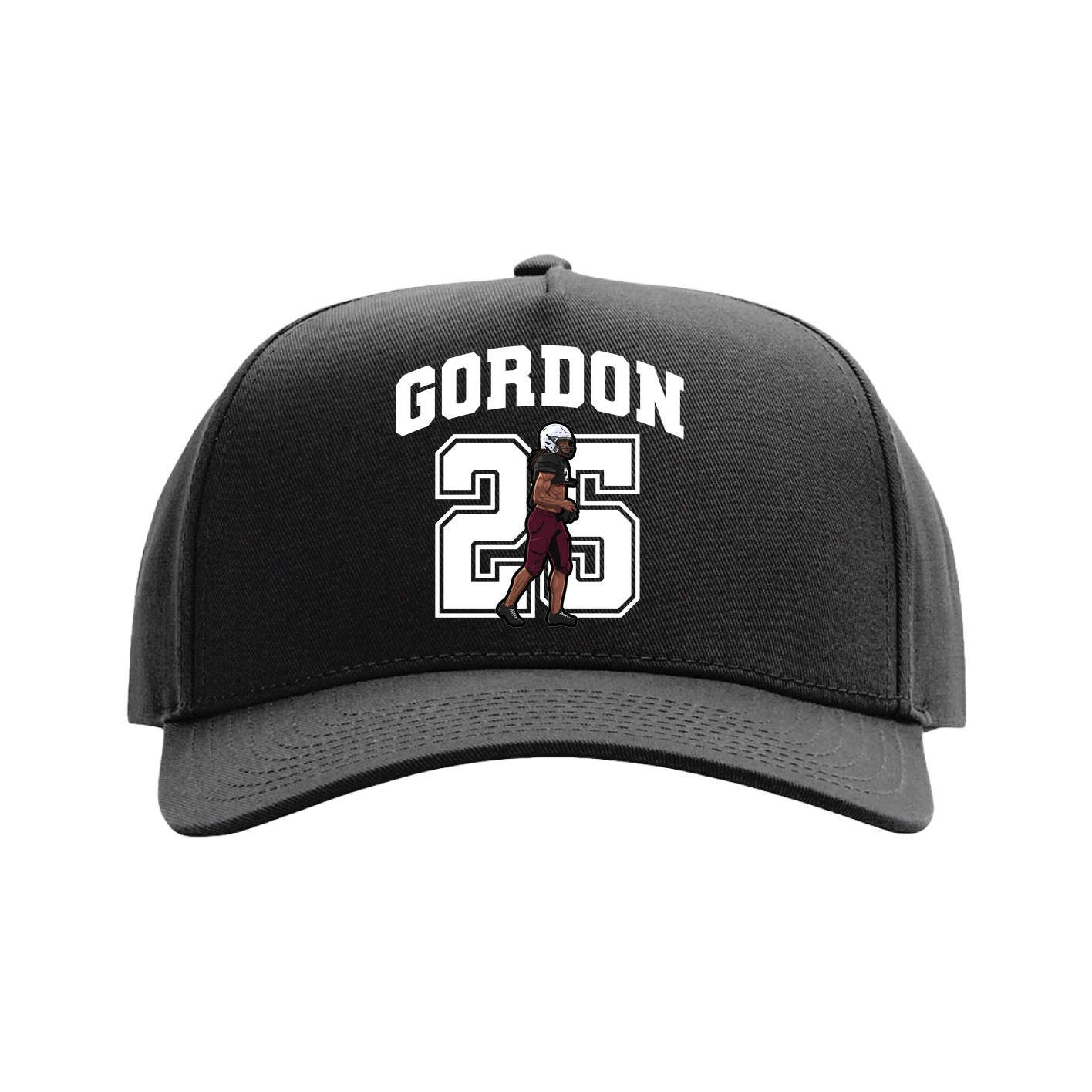 Full Fabric Five-Panel Champ Cap — Number in Black