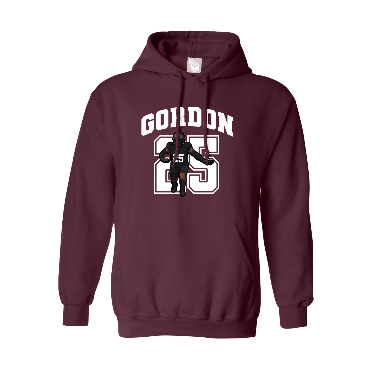 Youth Hoodie — Number in Maroon