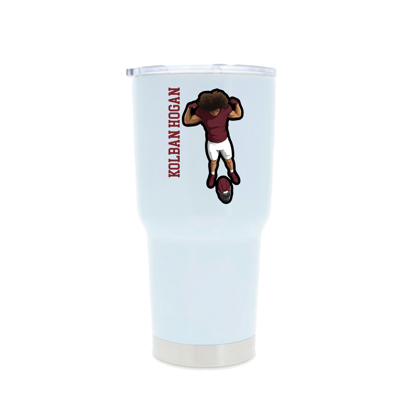 30oz Stainless Steel Tumbler — Name Vertical in White