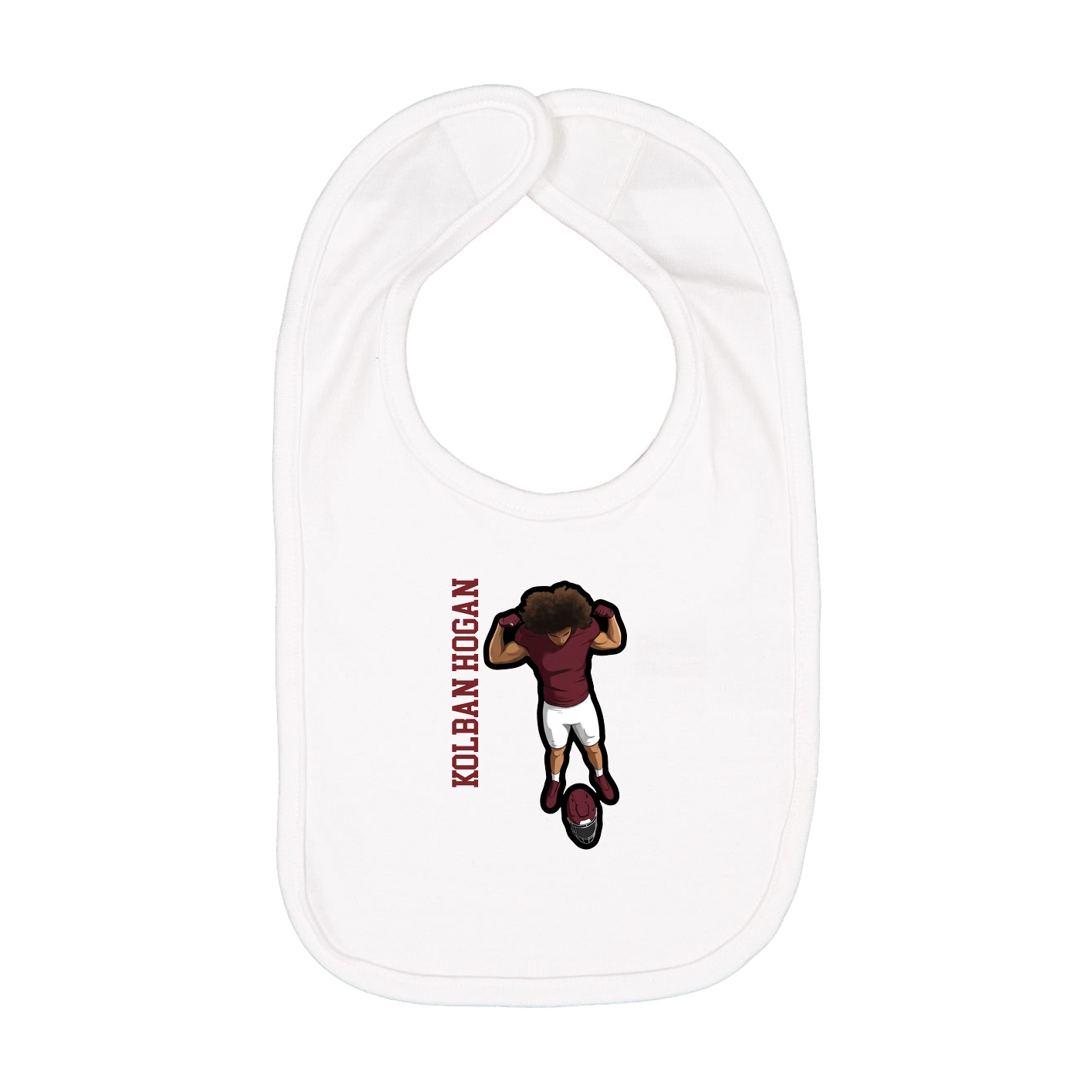 Infant Bib — Name Vertical in White