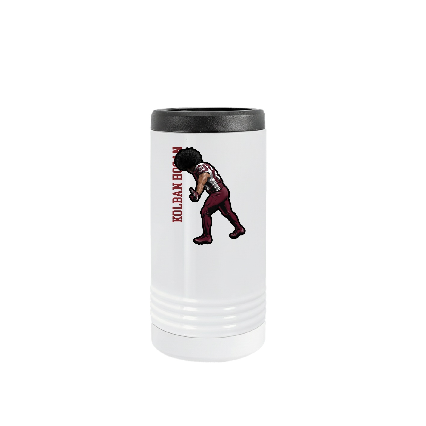 Slim Beverage Holder — Name Vertical in White
