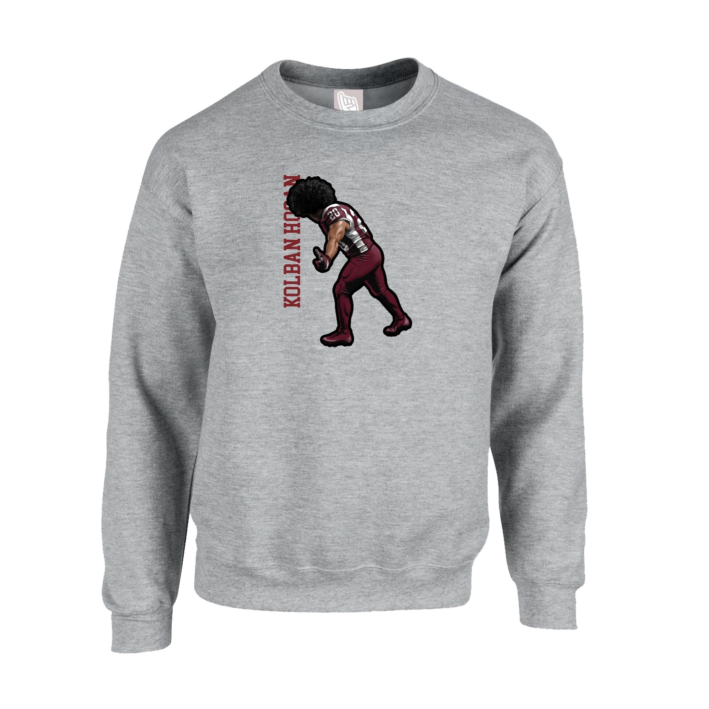 Fleece Crew — Name Vertical in Grey