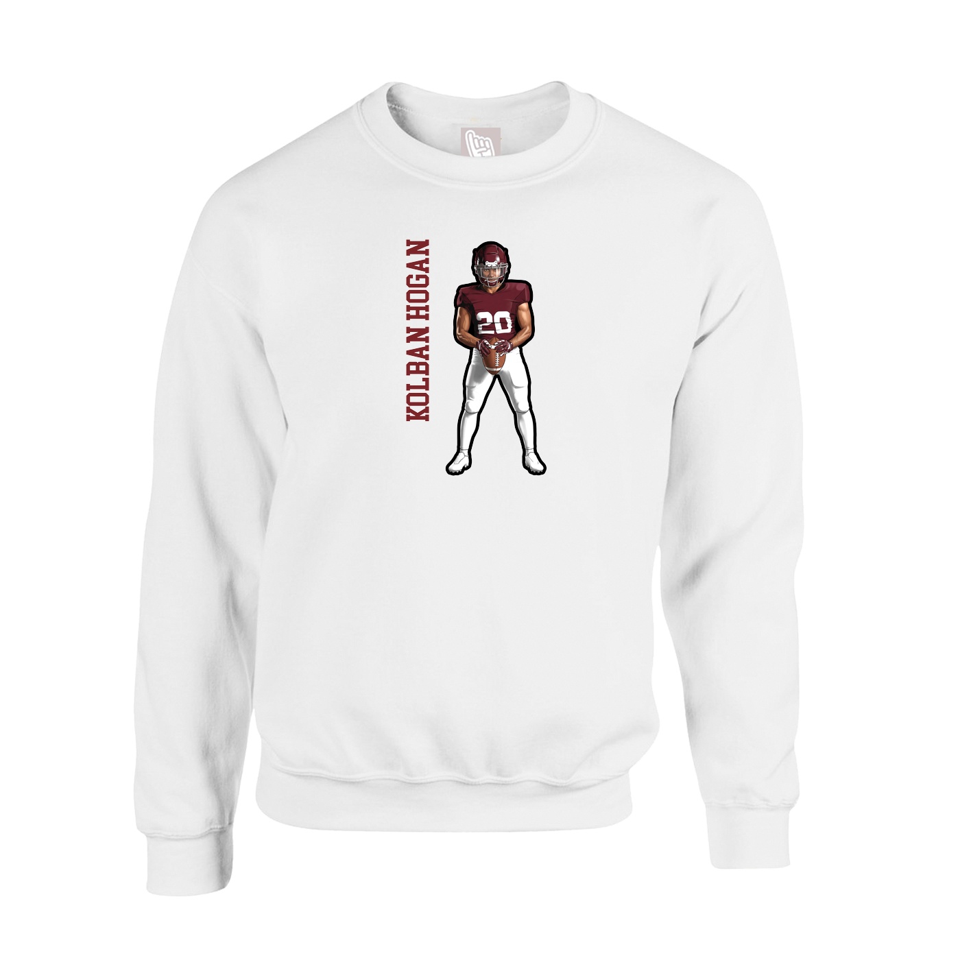 Fleece Crew — Name Vertical in White