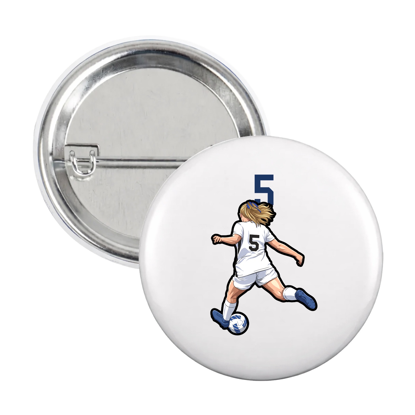 Game Day Button — Number Top in White