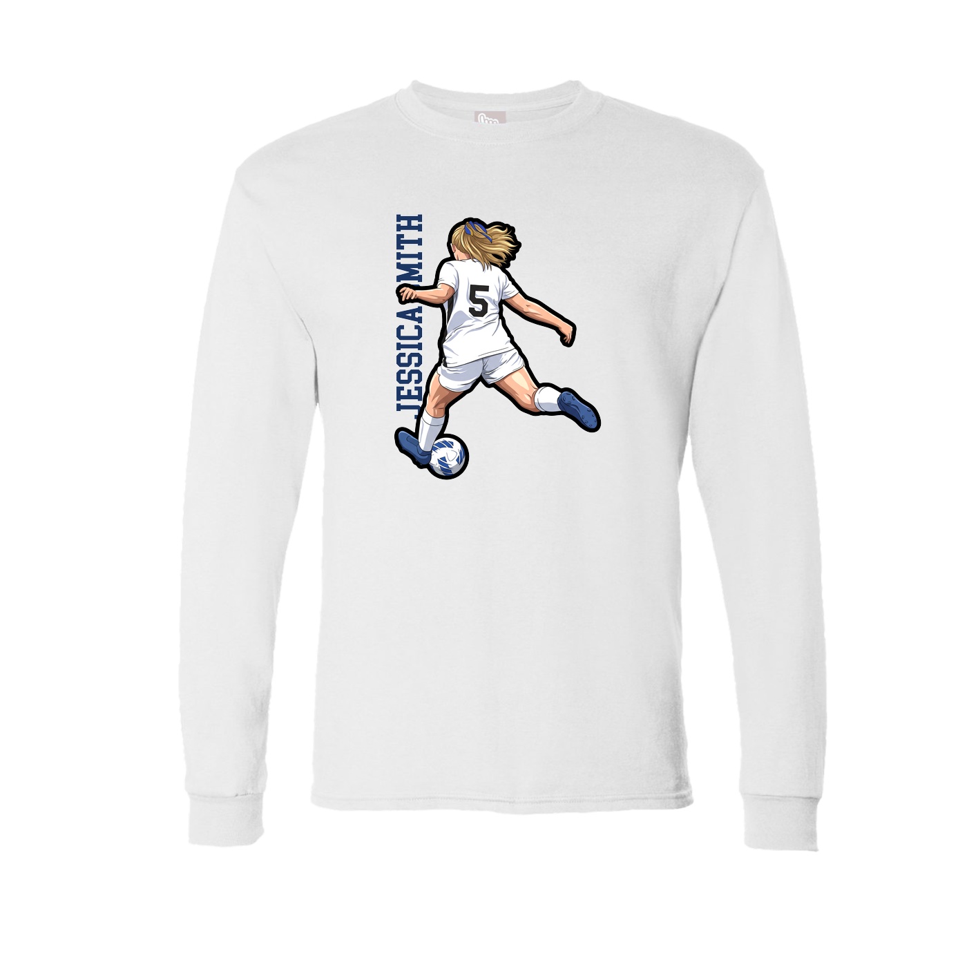 Long Sleeve Tee — Name Vertical in White