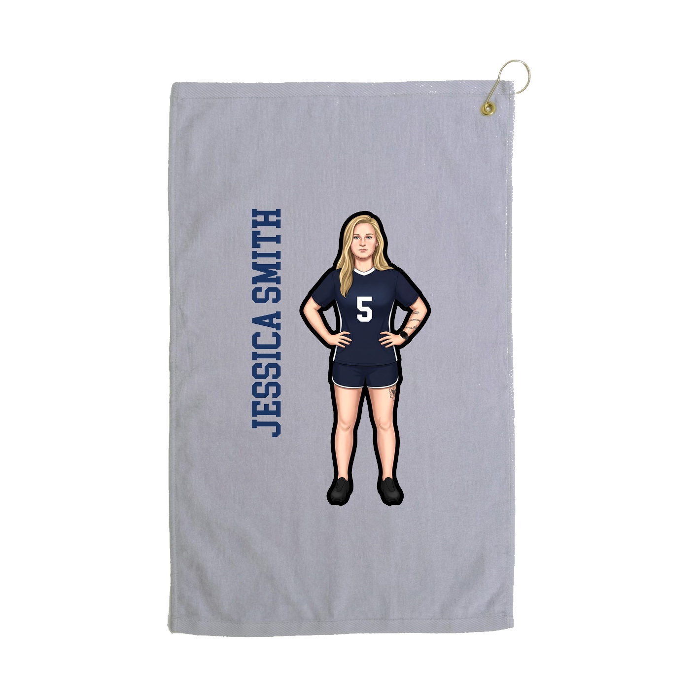 Golf Towel — Name Vertical in Grey