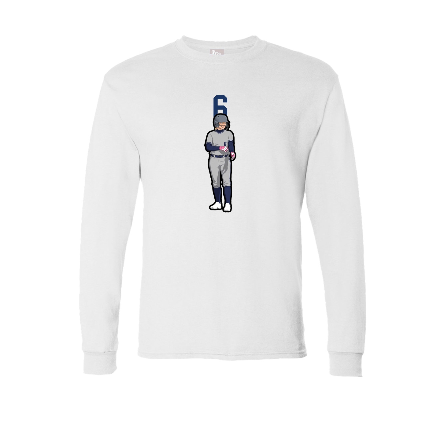 Long Sleeve Tee — Number Top in White