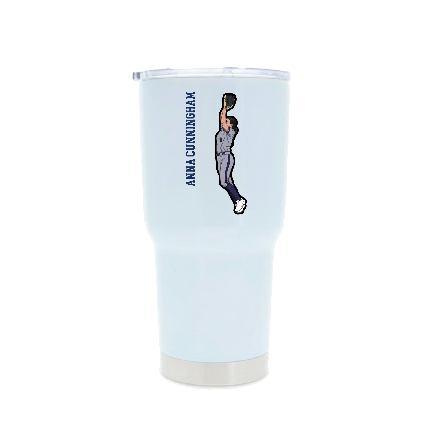 30oz Stainless Steel Tumbler — Name Vertical in White