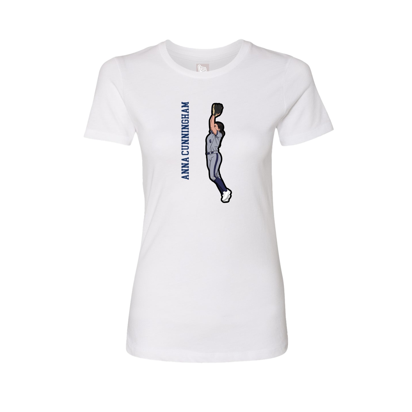 Fitted Women's Tee — Name Vertical in White