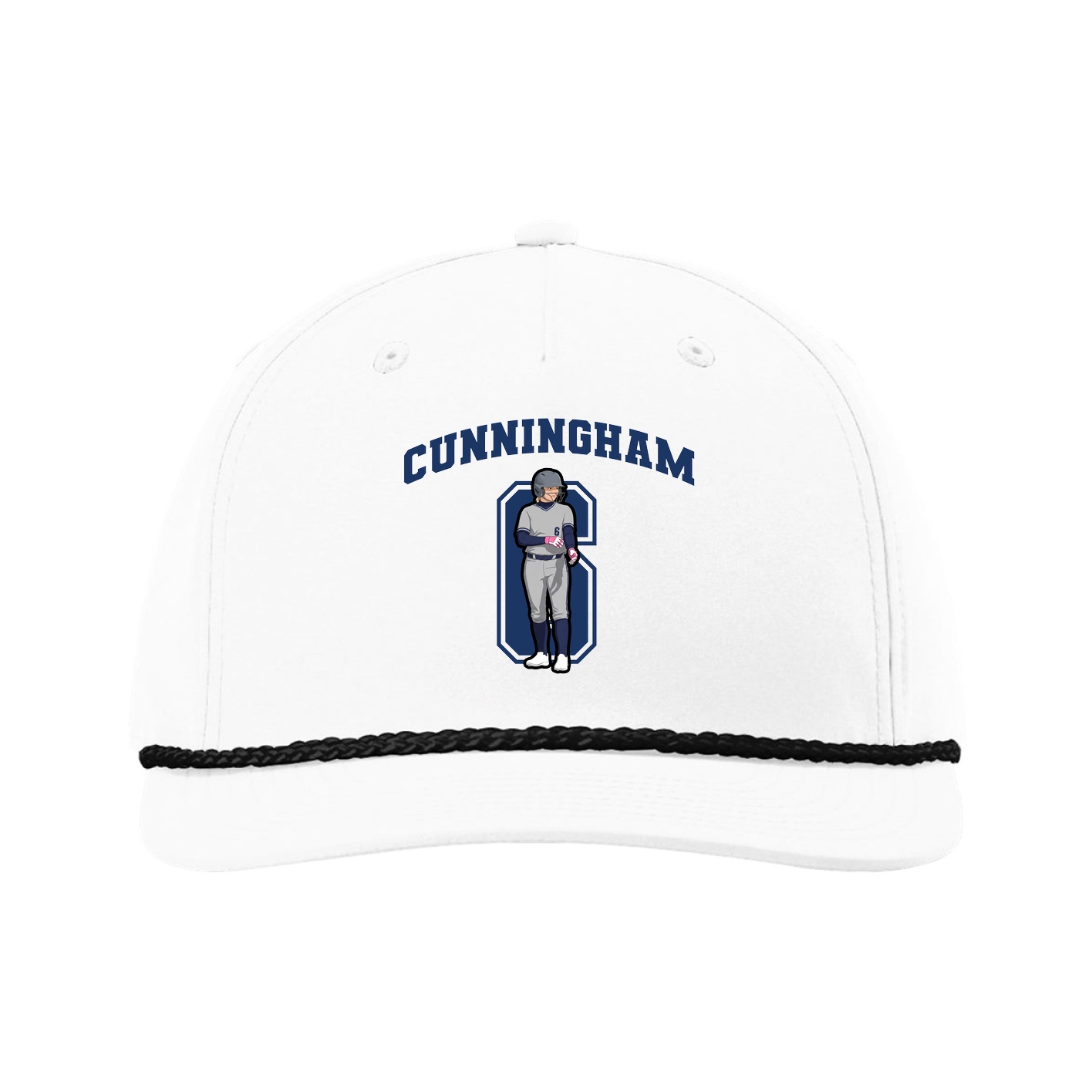 Five-Panel Classic Rope Cap — Number in White