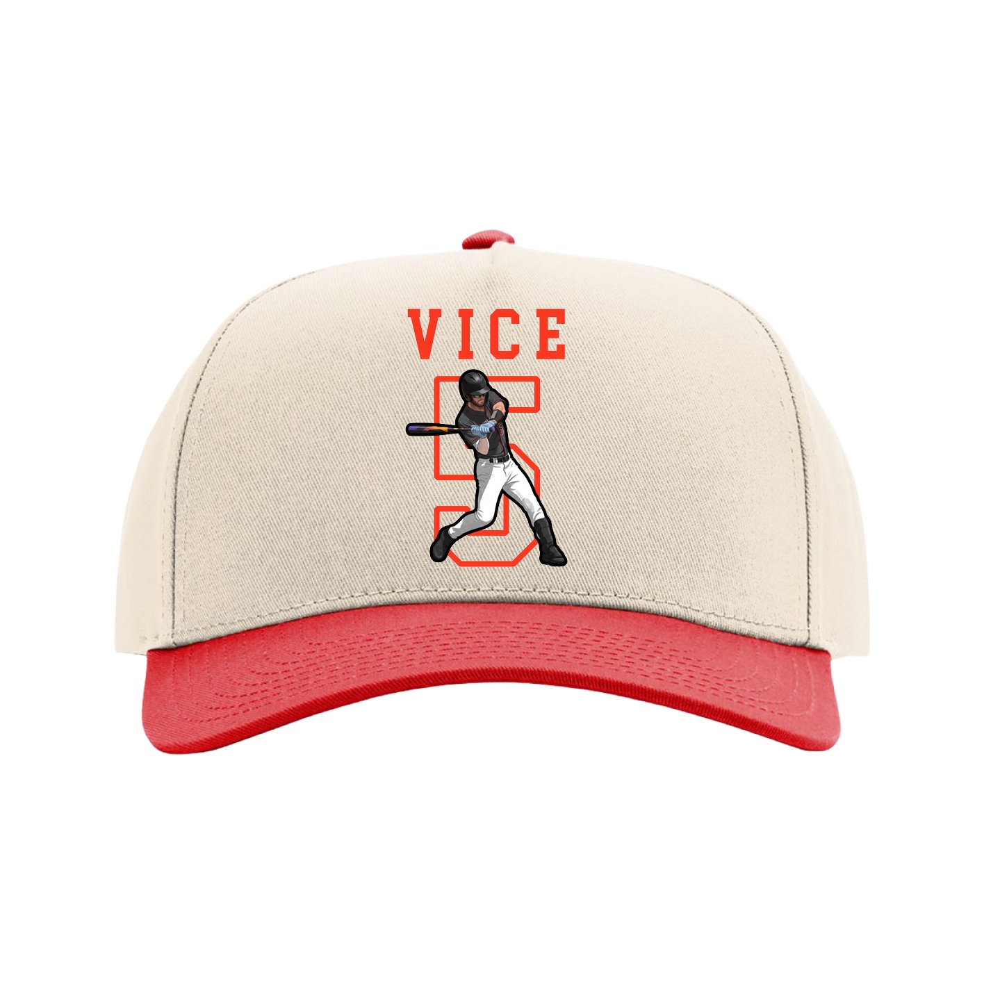 Full Fabric Five-Panel Champ Cap — Shirsey in Cream/Red