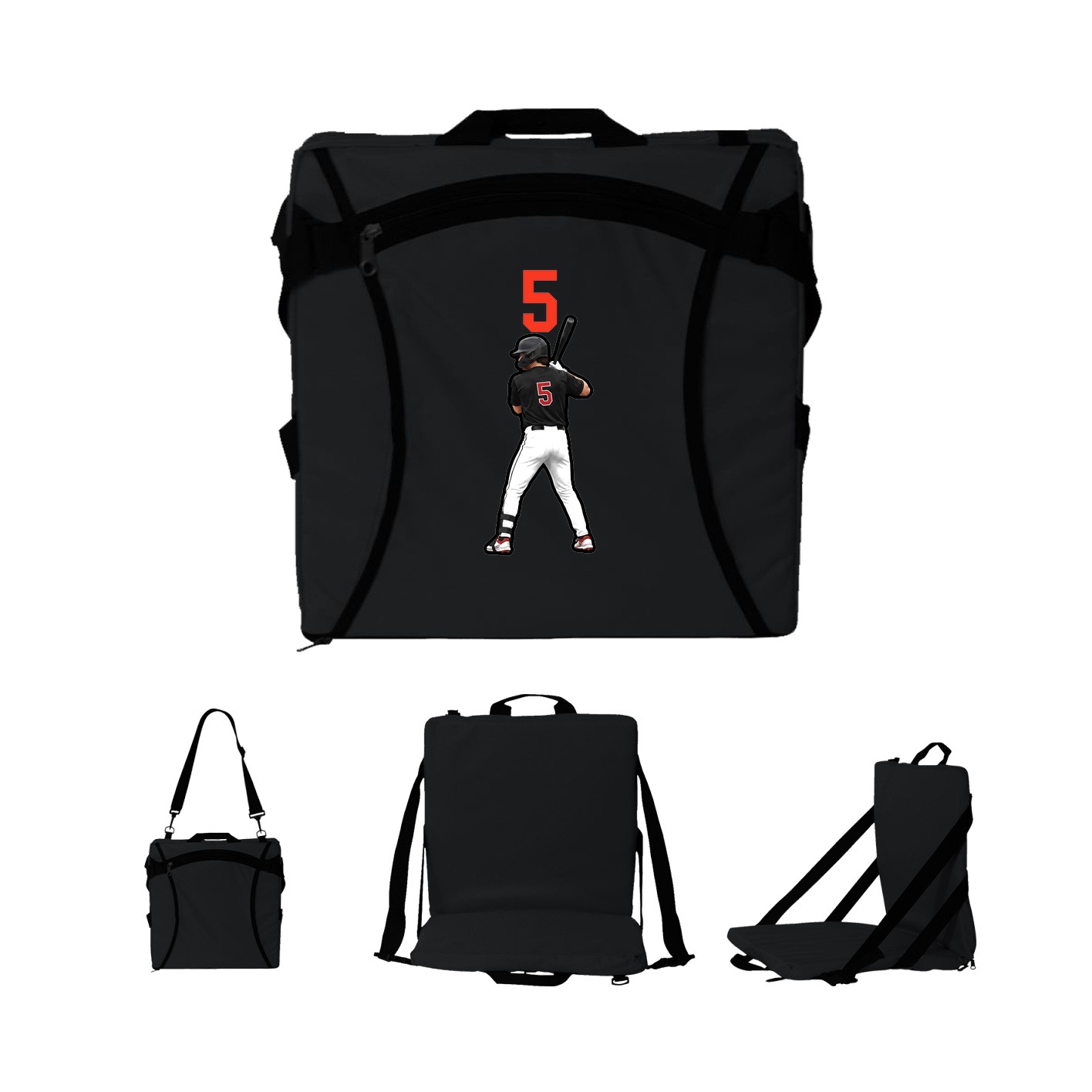 Folding Stadium Seat — Number Top in Black