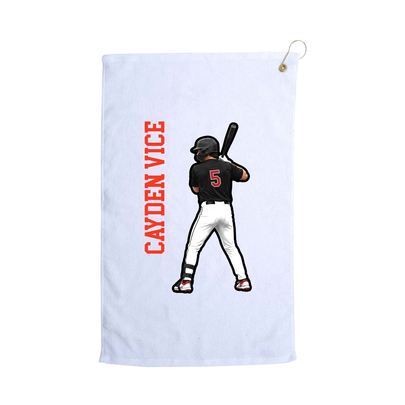 Golf Towel — Name Vertical in White